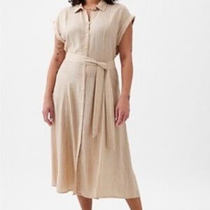 Gap Linen-Blend Midi Shirtdress